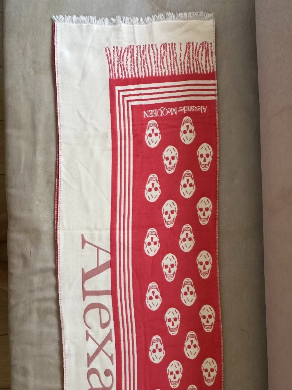 Alexander McQueen Silk/Wool Skull Logo Scarf - New without Tags
